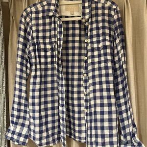 Banana Republic Navy and White Plaid Shirt